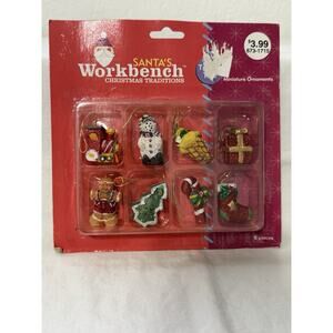 Vintage Santa’s Workbench Christmas Traditions 8 Miniature Ornaments 2003